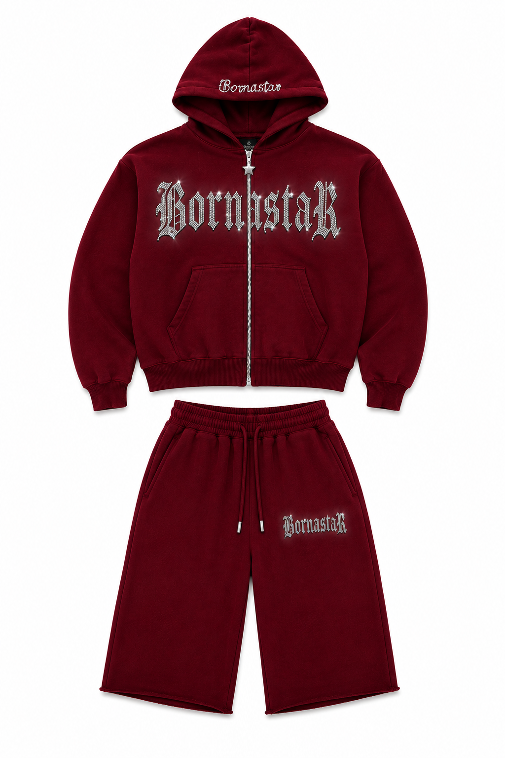 “Star Born” Red Velvet Shorts Set