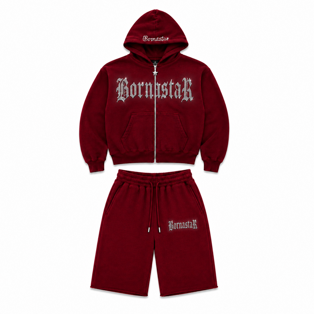 “Star Born” Red Velvet Shorts Set