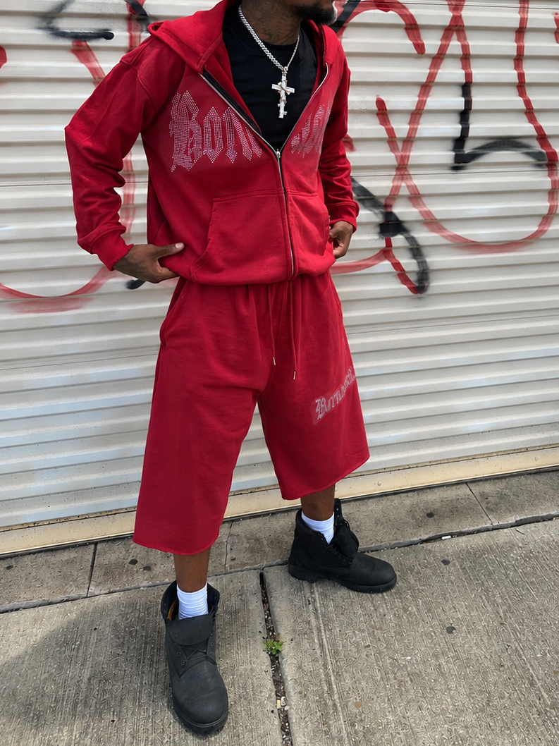 “Star Born” Red Velvet Shorts Set