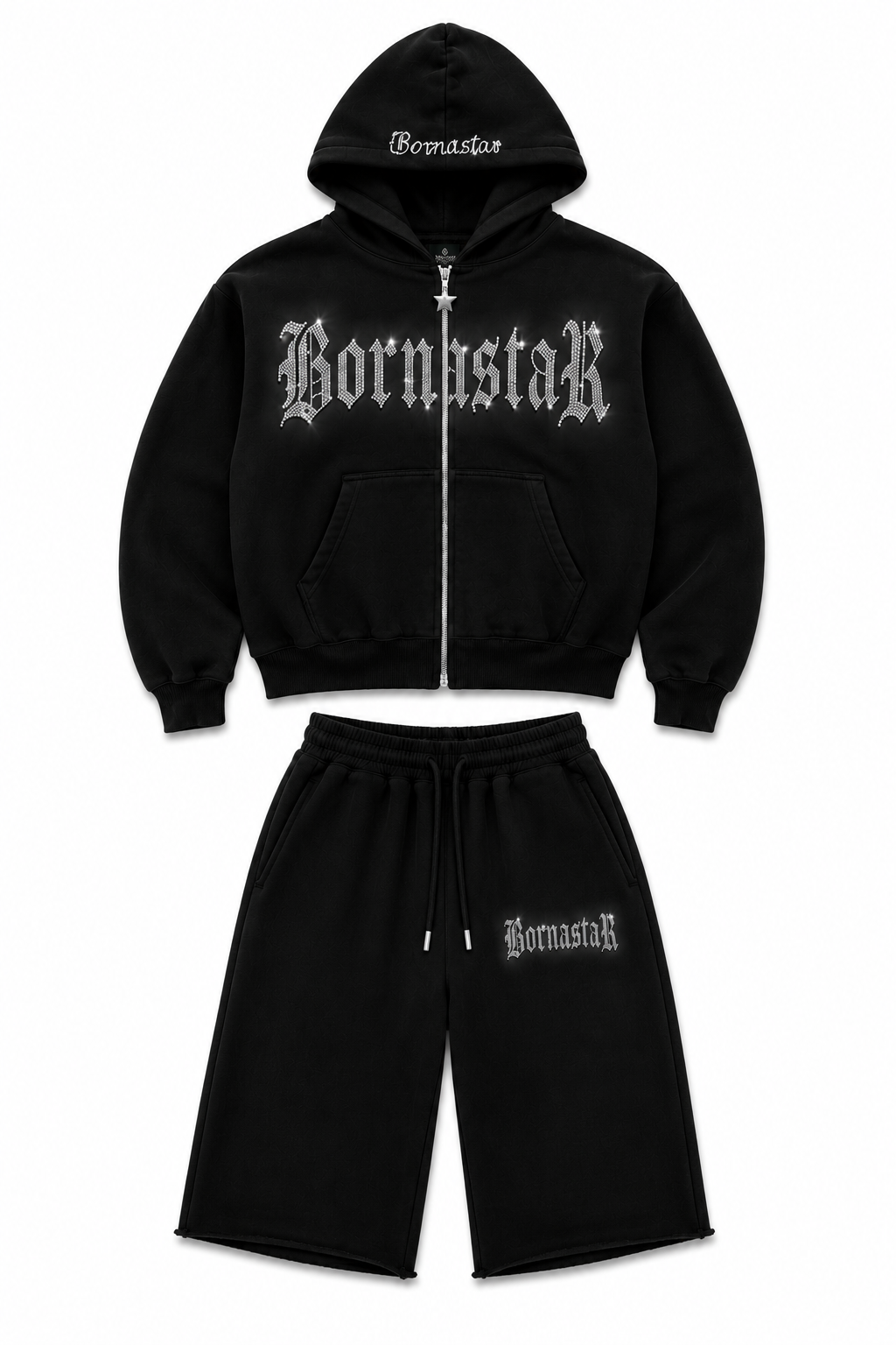 “Star Born” Midnight Black Shorts Set