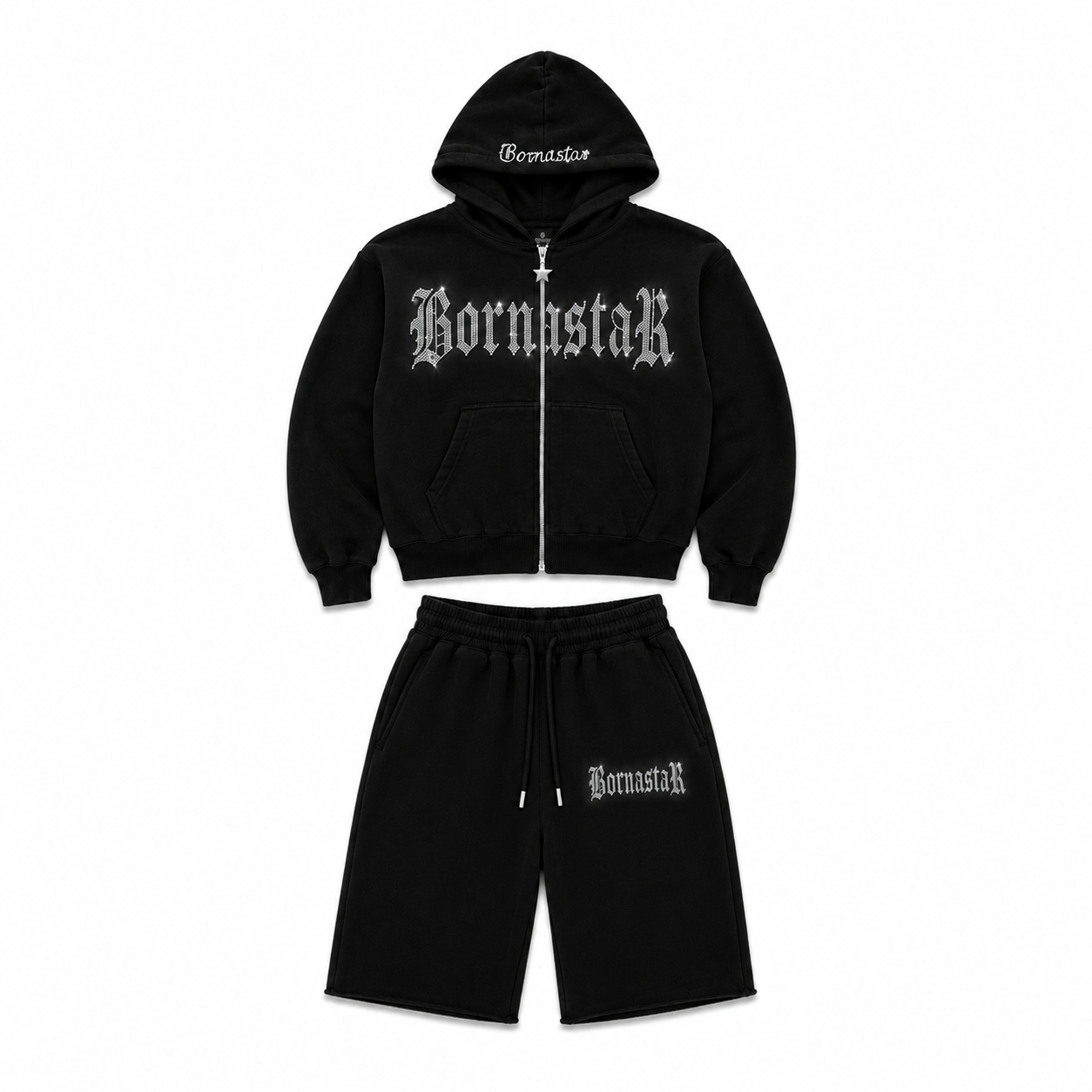 “Star Born” Midnight Black Shorts Set